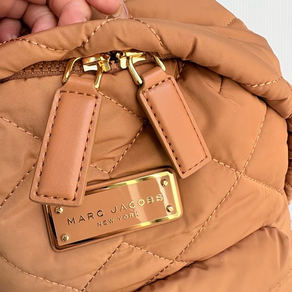 Marc Jacobs Small Quilted Nylon Backpack Book Bag Amber Brown EUC - Picture 14 of 17